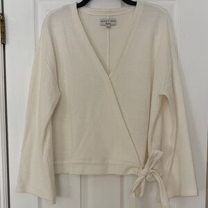 Madewell Cream V-Neck Wrap Sweater